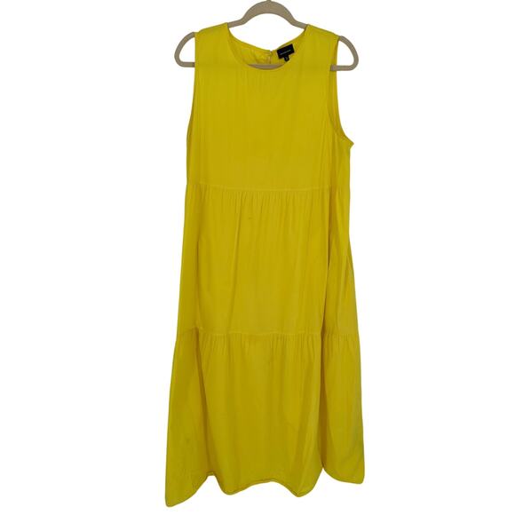 Who What Wear Maxi Tiered Dress Yellow Sleeveless Crewneck Vacay Summer XL - Picture 1 of 8